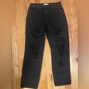 Vervet by Flying Monkey black ripped boyfriend jeans, size 26